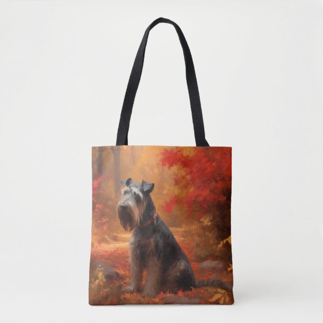 Bolsa Tote Schnauzer na Queda de Folhas de Outono Inspira (Frente)