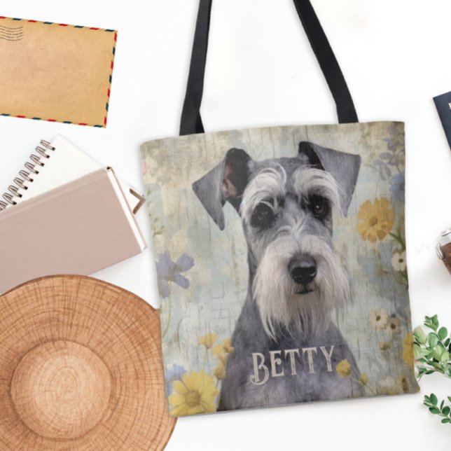 Bolsa Tote Schnauzer Personalizado (Add some cuteness to your daily routine with this pretty Schnauzer tote bag.)