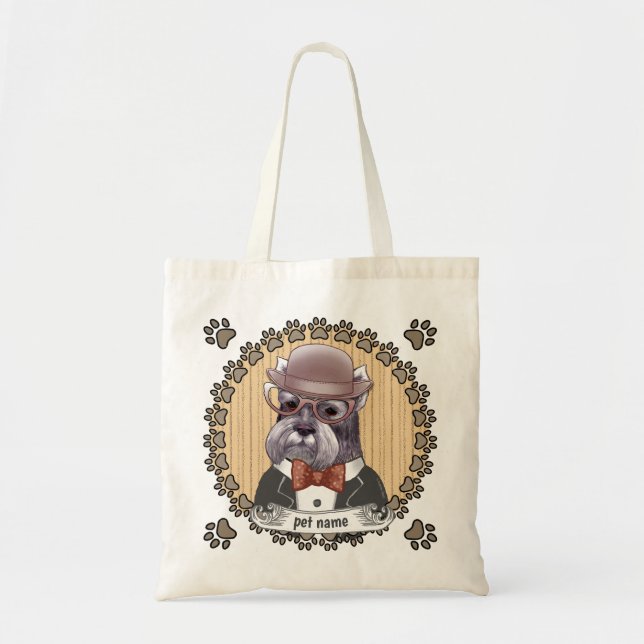 Bolsa Tote Schnauzer usando Óculos (Frente)