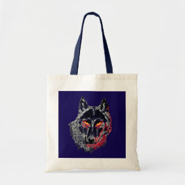 Bolsa Tote Schwarzer Wolf mit roten Augen