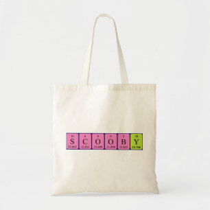 Bolsa Tote Scooby com nome de mesa periódica tote saco