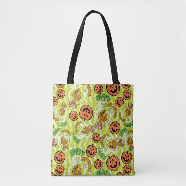 Bolsa Tote Scooby-Doo | Padrão Feliz de Halloween (Frente)