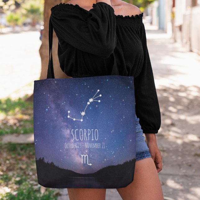 Bolsa Tote Scorpio | Constelação Zodiac Personalizada (Criador carregado)