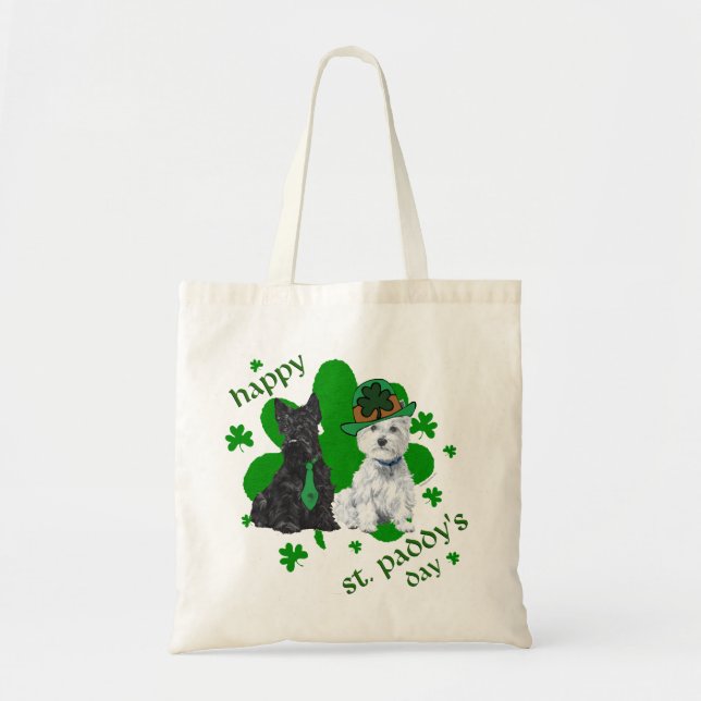 Bolsa Tote Scottie & Westie Dia de São Patrício (Frente)