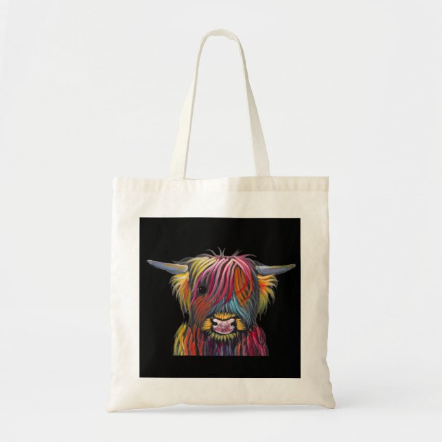 Bolsa Tote Scottish Highland Cow ' BRaVEHEaRT 2' por Shirley  (Frente)
