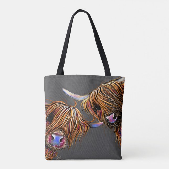 Bolsa Tote Scottish Highland Cow ‘ S&N’ por Shirley MacArthur (Verso)