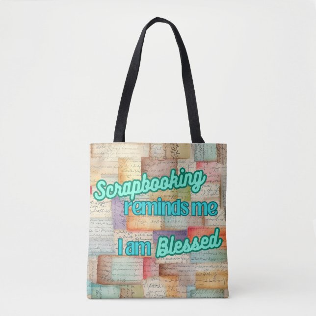 Bolsa Tote Scrapbooking me lembra que sou abençoado (Frente)