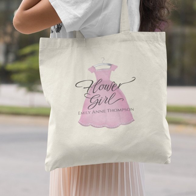 Bolsa Tote Script de Caligrafia de Menina de Flor Personaliza (Criador carregado)