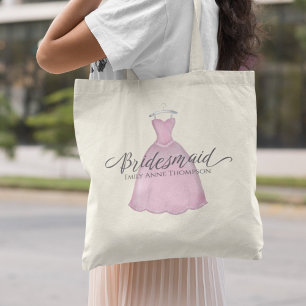Bolsa Tote Script de Caligrafia Whimssmaid, Rosa-Rosa-Gelada