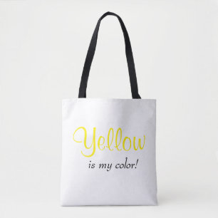 Bolsa Tote Script de Citação Amarela é Minha Cor