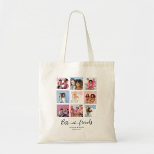 Bolsa Tote Script de Coração de Colagem de Grade de Foto BFF 
