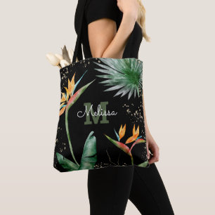 Bolsa Tote Script de Monograma Floral da Ilha Dourada Tropica