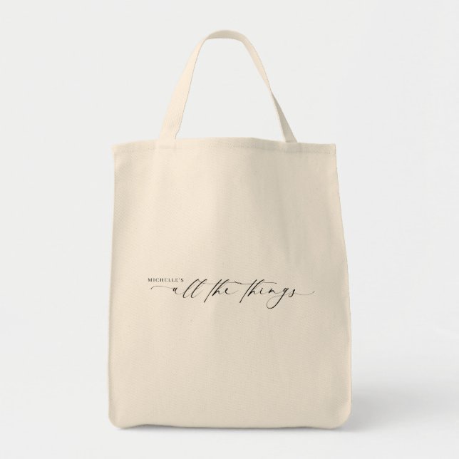 Bolsa Tote Script de Nome do Bridesmaid Moderno | Todas as co (Frente)