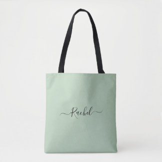 Bolsa Tote Script de Nome Personalizado Simples Minimalista d