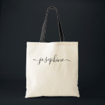 Bolsa Tote Script de Nome Simples Chic Personalizado<br><div class="desc">Quer você esteja procurando por uma bolsa personalizada para suas damas de honra, colegas de trabalho, melhores amigos ou hospedando uma conferência feminina, essas malas de tote inteligentes, simples e elegantes farão com que ela se sinta especial. Personalize a sua própria bolsa de tote de swag com baloiços de embelezamento...</div>