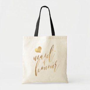 Bolsa Tote Script Dourado de Madrinha de casamento/Faux do Pi