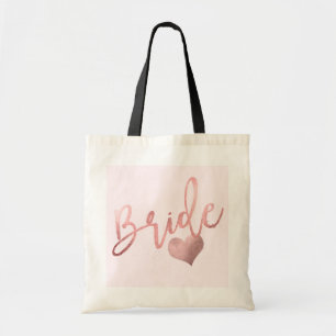 Bolsa Tote Script Dourado do PixDezines Bride/Faux Rosa