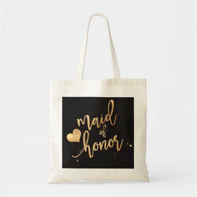 Bolsa Tote Script Dourado PixDezines do../Faux (Frente)