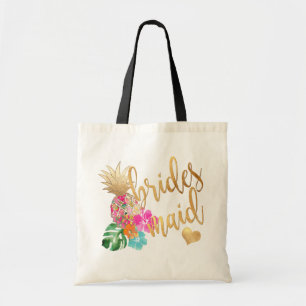 Bolsa Tote Script Dourado PixDezines Pineapple Bridesmaid/Fau