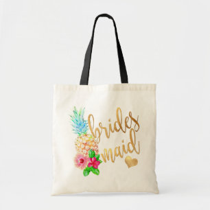 Bolsa Tote Script Dourado PixDezines Pineapple Bridesmaid/Fau