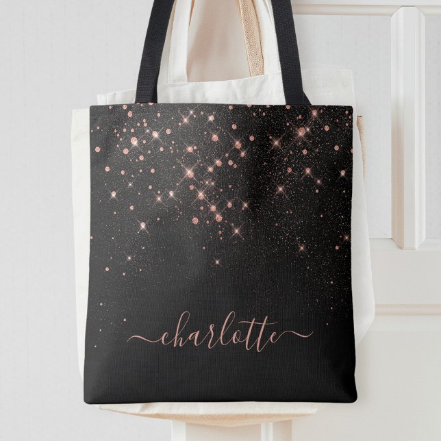Bolsa Tote Script Glamoroso Elegante Glitter Glitter Dourado (Criador carregado)