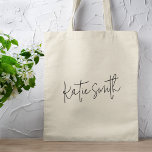 Bolsa Tote Script Manuscrito Mínimo Monograma Moderno<br><div class="desc">Um design de monograma escrito à mão em estilo elegante na tipografia de grafites casuais informais pretas. O texto pode ser facilmente personalizado para um design tão exclusivo quanto você!</div>