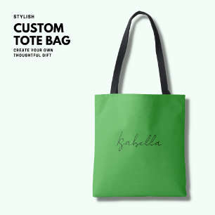 Bolsa Tote Script manuscrito verde simples minimalista