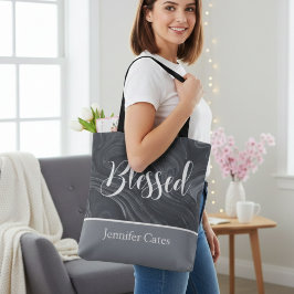 Bolsa Tote Script Moderno Abençoado Personalizado