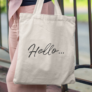 Bolsa Tote Script Moderno Olá... Na moda de Simpe Minimali