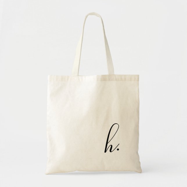 Bolsa Tote Script Personalizado Inicial Preto Monograma  (Frente)