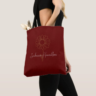 Bolsa Tote Script Personalizado Margarida Fofa Marrom Elegant