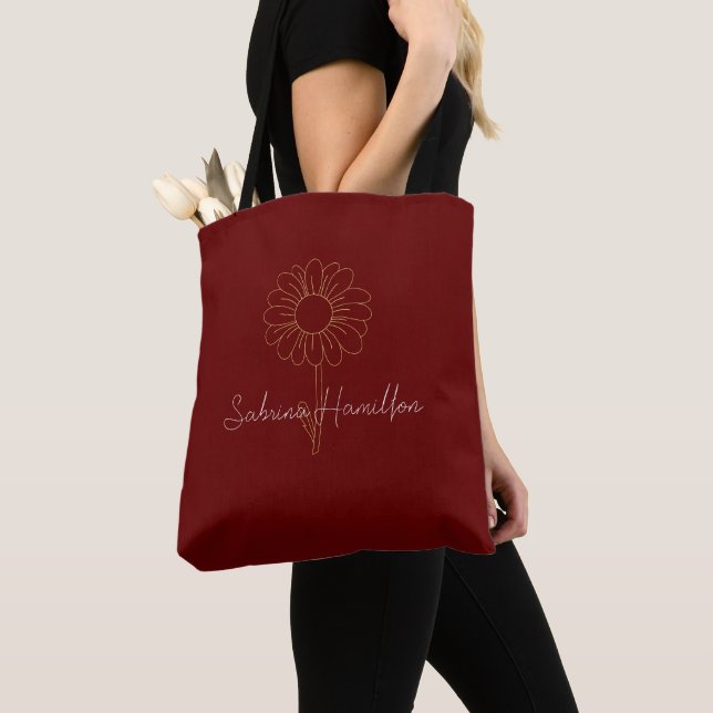 Bolsa Tote Script Personalizado Margarida Fofa Marrom Elegant (Close Up)