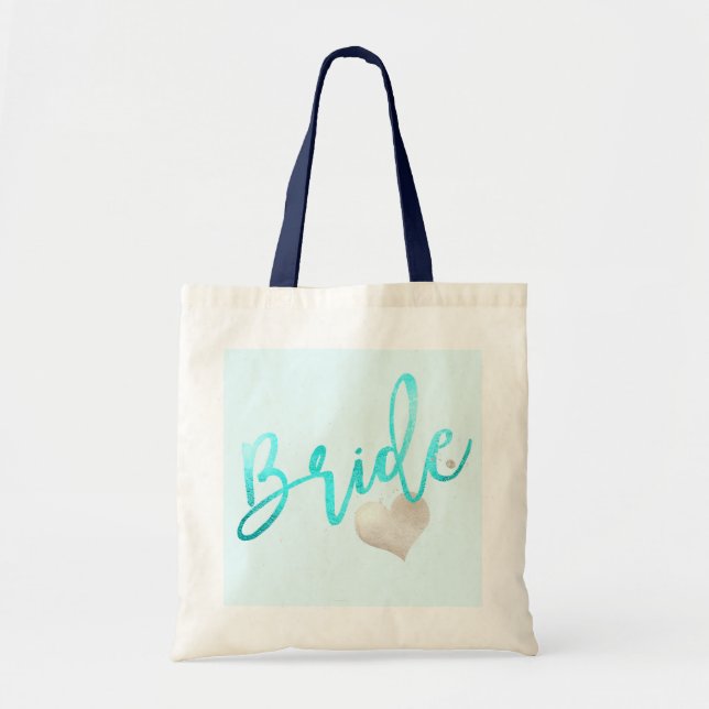Bolsa Tote Script PixDezines Bride/Faux Foil/Brush (Frente)