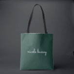 Bolsa Tote Script Verde Esmeralda | Na moda Monograma Moderno<br><div class="desc">Um simples na moda de design de monograma personalizado em um manual casual,  em verde-esmeralda e branco monocromáticos impressionantes. O monograma pode ser facilmente personalizado para fazer um design tão único quanto você! O presente ou acessório perfeito para qualquer ocasião.</div>