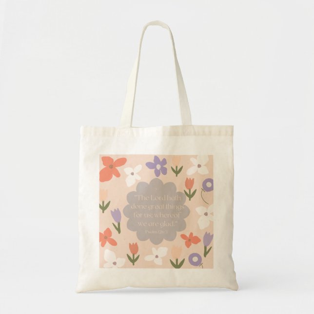 Bolsa Tote Scripture Tote Bag Salm 126:3 KJV (Frente)