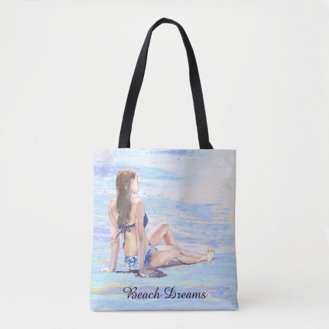 Bolsa Tote *~* Sea Shore Beach Woman Sun bathe AR29 (Frente)