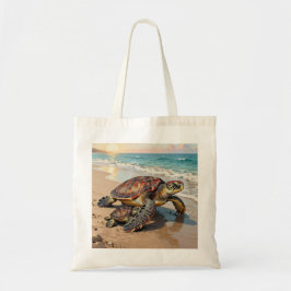 Bolsa Tote Sea Turtle and Baby Illustration