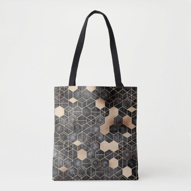 Bolsa Tote Seamless grungy hexagon pattern isometric geometry (Frente)