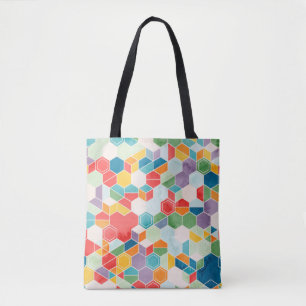 Bolsa Tote Seamless pattern of hexagons in random colors in w