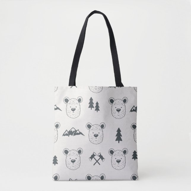 Bolsa Tote Seamless pattern with bear headspattern, bear, mou (Frente)