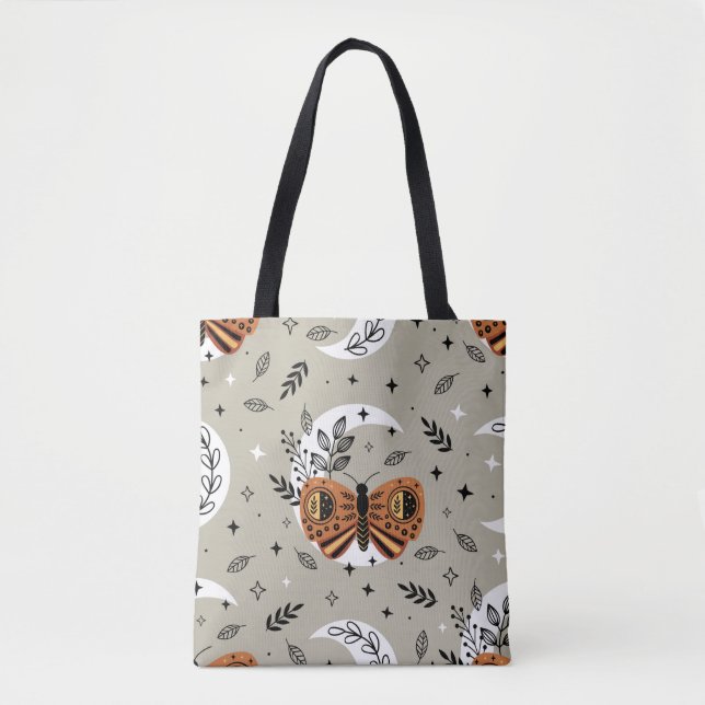Bolsa Tote seamless pattern with bohemian butterfly on the mo (Frente)