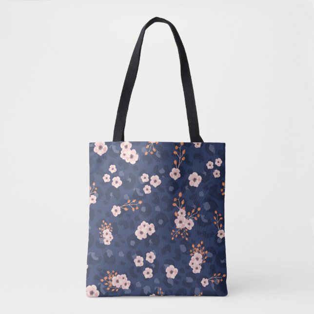 Bolsa Tote Seamless pattern with leopard skin and pink small  (Frente)