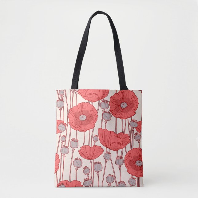 Bolsa Tote Seamless pattern with poppies.  (Frente)
