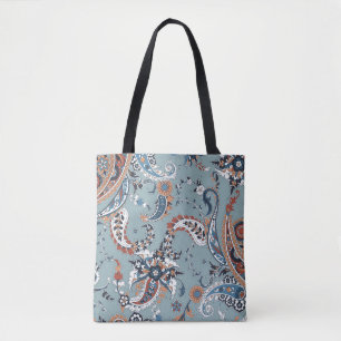 Bolsa Tote Seamless trendy background with paisley in Indian