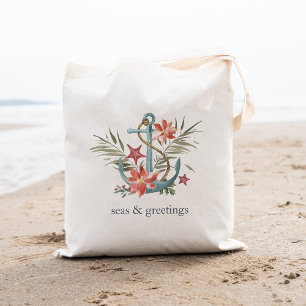 Bolsa Tote Seas e Saudações Âncora de Natal Náutica