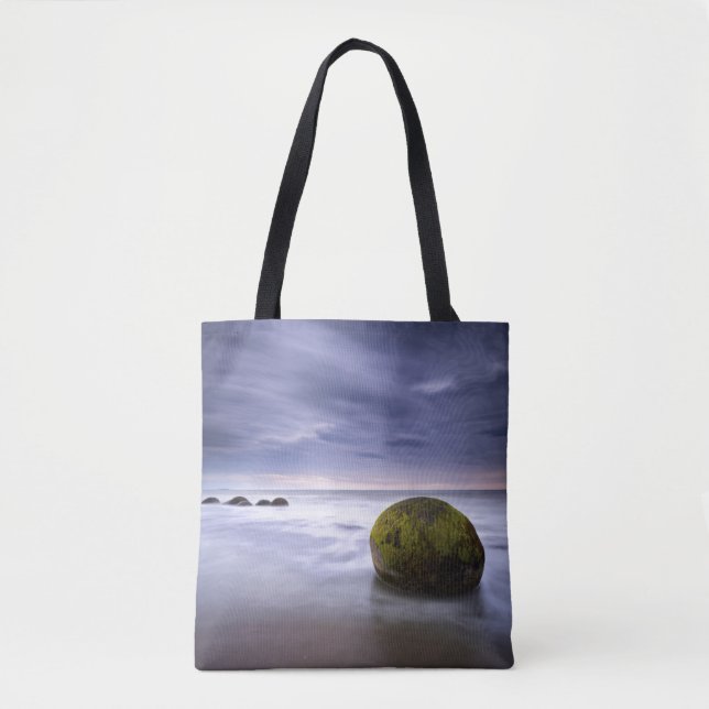 Bolsa Tote Seascape do nascer do sol dos pedregulhos de (Frente)