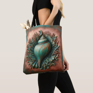 Bolsa Tote Seashell Copper e Patina Beach House