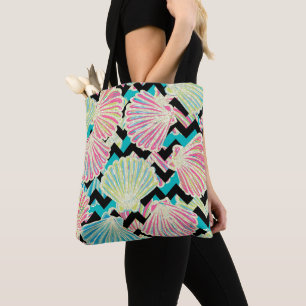Bolsa Tote Seashells Chevron do brilho do falso