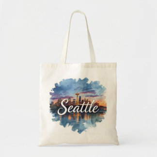Bolsa Tote Seattle City aguarela Skyline