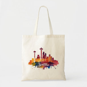 Bolsa Tote Seattle City aquarela Skyline